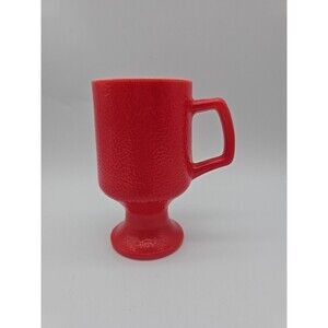 Red Milk Glass Hazel Atlas Mug Coffee Tea Cup Pedestal Footed 5.5”